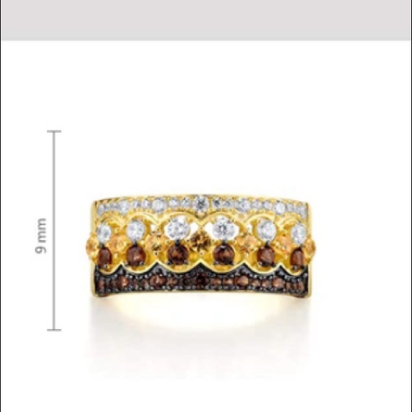 14k Champagne Vanilla Chocolate Diamonds Ring - Picture 7 of 7